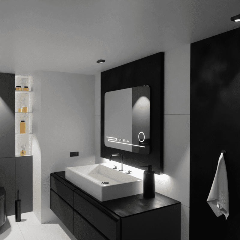 Oglindă LED Harmonie 80×60 cm, MotionGlow