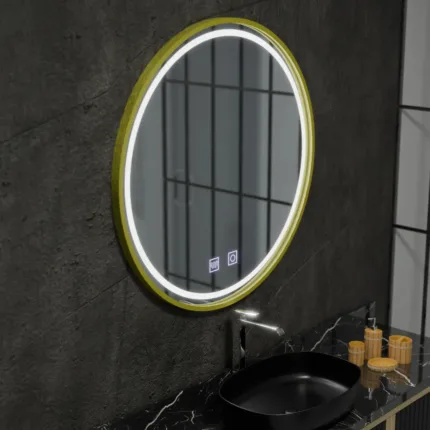 Oglindă LED rotundă Glanz 50 cm, touch, dezaburire și intensitate reglabilă