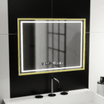 Oglinda LED Rectangulara, 80x60cm, Verite Royale Gold MotionGlow Marcello, Sistem Dezaburire, Ceas & Termometru, Dimabila - imagine 4