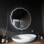 Oglinda LED Rotunda, 70cm, VIVO Touch, Sistem Dezaburire, Dimabila - imagine 3