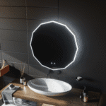 Oglindă LED rotundă, 70cm, VIVO Touch, Sistem dezaburire, intensitate reglabilă