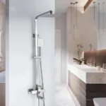 SET Coloana de dus cu baterie, Inox, para patrata, efect ploaie, 3 functii, montare pe perete, Satinat, Accesorii Incluse, LY005 - imagine 2