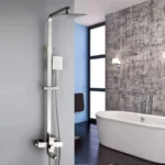SET Coloana de dus cu baterie, Inox, para patrata, efect ploaie, 3 functii, montare pe perete, Satinat, Accesorii Incluse, LY005 - imagine 3