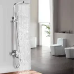 SET Coloana de dus cu baterie, Inox, para patrata, efect ploaie, 3 functii, montare pe perete, Satinat, Accesorii Incluse, LY005 - imagine 4