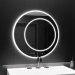 Oglindă LED rotundă, 60cm, July Touch Marcello, Sistem dezaburire, Ceas & termometru, intensitate reglabilă