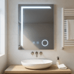 Oglindă LED dreptunghiulară Linea 60 × 80 cm, touch, dezaburire și intensitate reglabilă