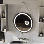 Oglinda LED Rotunda, 60cm, Micah Senzor MotionGlow Marcello, Sistem Dezaburire, Ceas & Termometru, Lupa Cosmetica, Dimabila - imagine 3