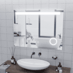 Oglinda LED Rectangulara, 80x60cm, Piano Touch, Sistem Dezaburire, Dimabila, Lumina Rece 6000K - imagine 3