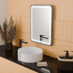 Oglinda LED Rectangulara, 45x60cm, EDGE Touch, Sistem Dezaburire, Rama Neagra