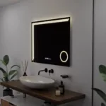 Oglinda LED Rectangulara, 80x60cm, Precision MotionGlow Marcello, Sistem Dezaburire, Ceas & Termometru, Lupa Cosmetica, Dimabila - imagine 3