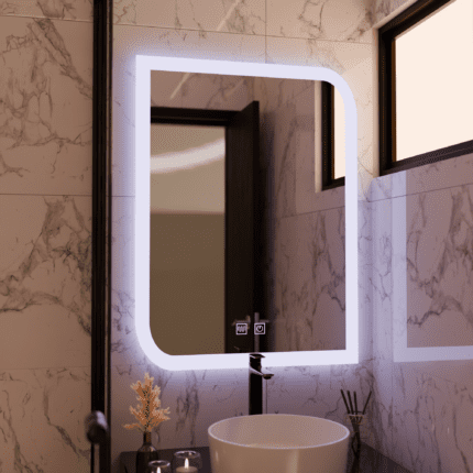 Oglindă LED CLARIVO 60 × 80 cm, 14W, touch și sistem de dezaburire