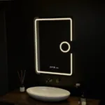 Oglinda LED Rectangulara, 50x70cm, Eclat MotionGlow Marcello, Sistem Dezaburire, Ceas & Termometru, Lupa Cosmetica, Dimabila - imagine 4