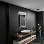 Oglinda LED Rectangulara, 50x70cm, Eclat MotionGlow Marcello, Sistem Dezaburire, Ceas & Termometru, Lupa Cosmetica, Dimabila