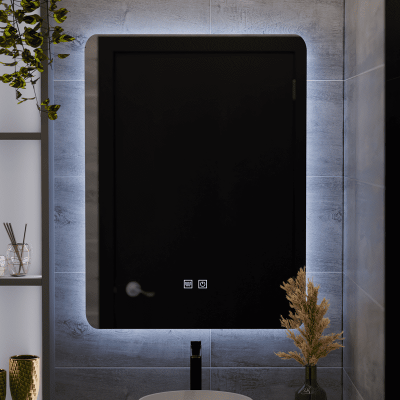 Oglindă LED Alexandra 45 × 60 cm, touch, dezaburire și intensitate reglabilă