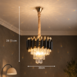 Candelabru Cristal VERSAILLES Petito 3xE14, Diametru 30cm, Auriu Lucios si Negru, Inaltime Reglabila - imagine 3