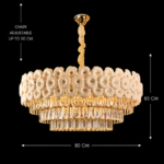 Candelabru Cristal PETAL Regalis 15xE14, D80 cm, Auriu, Inaltime Reglabila, Metal si Cristal - imagine 4