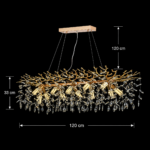 Candelabru Cristal LEAF Supremo, 120x40cm, 12xE14, Auriu, Metal si Cristal - imagine 4