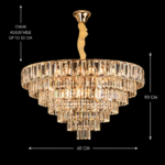 Candelabru Cristal VALMONT Magno 12xE14, D60 cm, Auriu, Inaltime Reglabila, Metal si Cristal - imagine 4