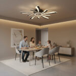 Lustra LED Ventilator VIRTULA cu Telecomanda, 29W, D77cm, Lumina Rece/Neutra/Calda, Metal si Plastic, Negru - imagine 3
