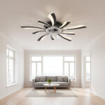 Lustra LED Ventilator VIRTULA cu Telecomanda, 29W, D77cm, Lumina Rece/Neutra/Calda, Metal si Plastic, Negru - imagine 4
