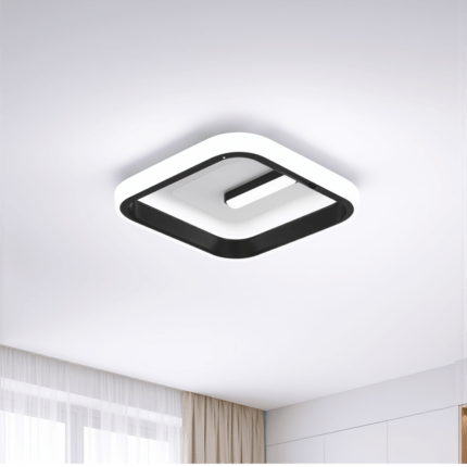 Lustră LED VICTORIA 19 W, pătrată, negru și alb