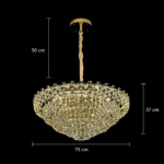 Candelabru Cristal HERT Regalis, 106W, 10xE14, Lumina Rece/Calda/Neutra, Inaltime Reglabila, Metal si Cristal, Auriu - imagine 4