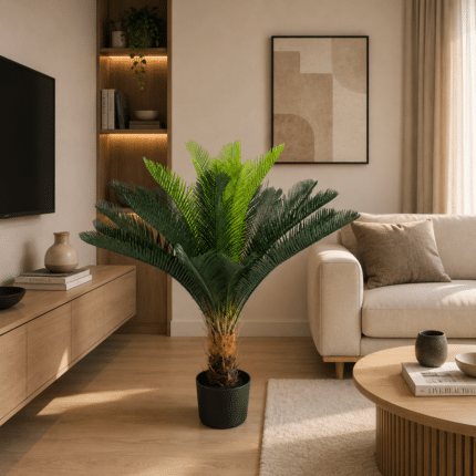 Planta Artificiala Copac Tip Palmier, 18 frunze, 95 cm, Verde, cu Ghiveci
