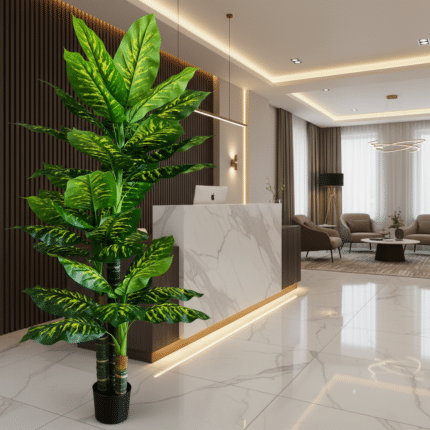 Planta Artificiala Tip Dieffenbachia, 3 tulpini, 190 cm, Verde