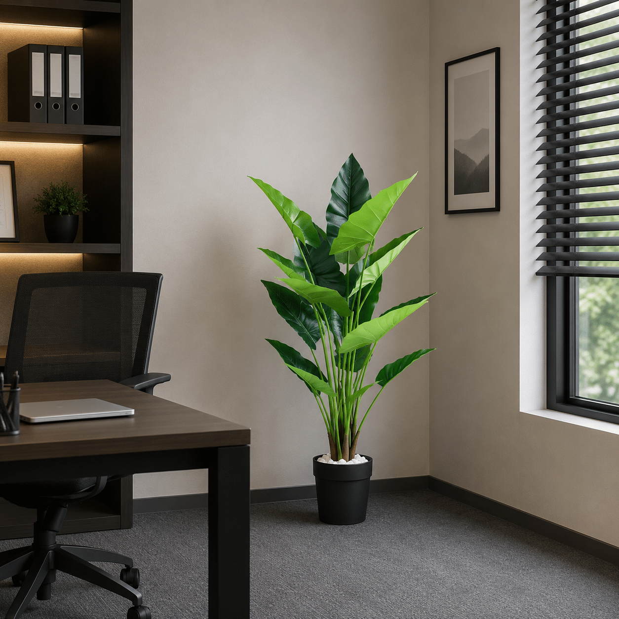 Planta Artificiala Tip Alocasia, 12 frunze, 150 cm, Verde Planta Artificiala Tip Alocasia, 12 frunze, 150 cm, Verde
