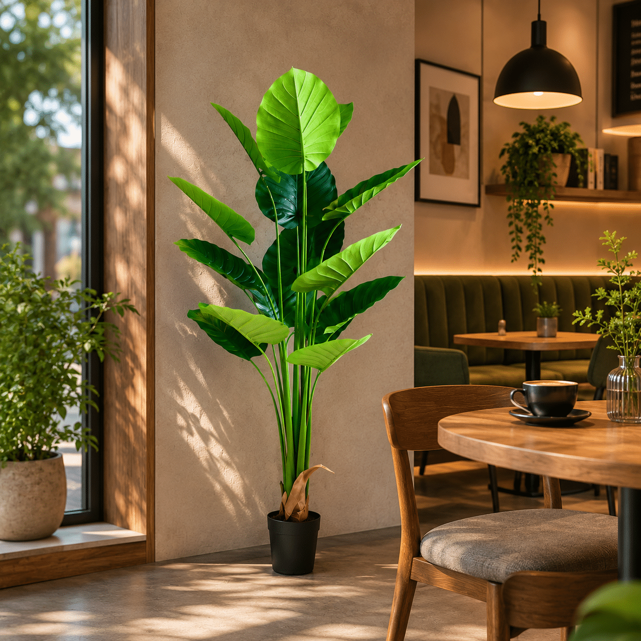 Planta Artificiala Tip Strelitzia, 180 cm, 15 frunze, Verde Planta Artificiala Tip Strelitzia, 180 cm, 15 frunze, Verde