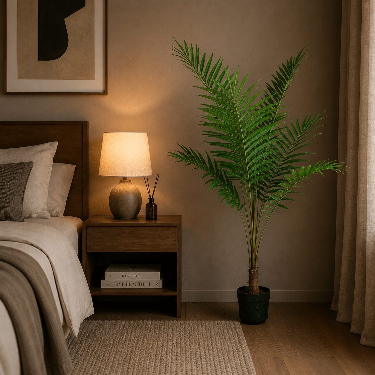 Planta Artificiala Copac Tip Palmier Kentia, Cu Frunze Elegante, 160 cm, 7 frunze, Verde, cu Ghiveci Planta Artificiala Copac Tip Palmier Kentia, Cu Frunze Elegante, 160 cm, 7 frunze, Verde, cu Ghiveci