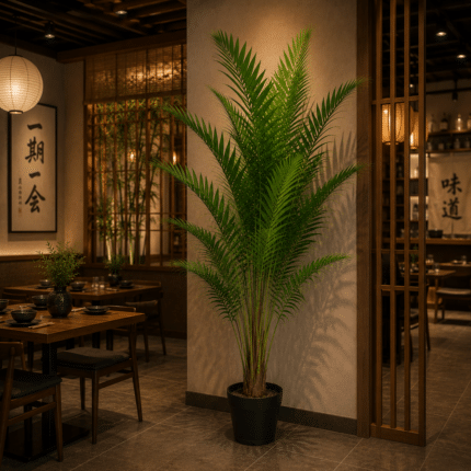 Planta Artificiala Copac Tip Palmier Kentia, Cu Frunze Elegante, 230 cm, 18 frunze, Verde, cu Ghiveci