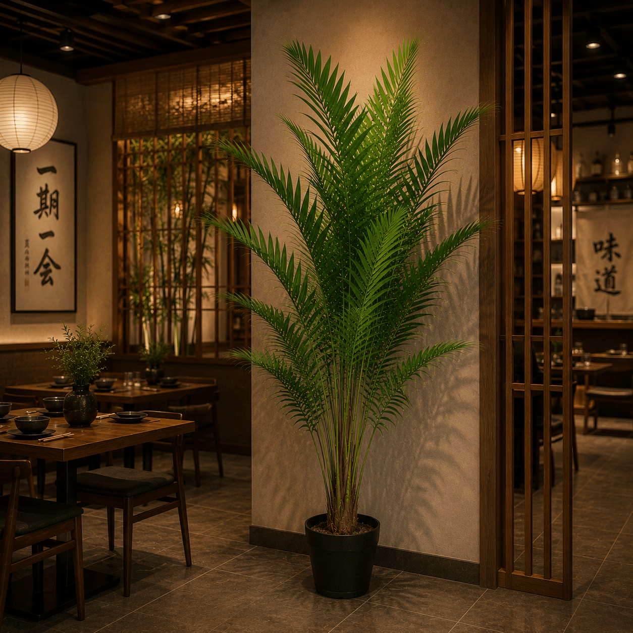 Planta Artificiala Copac Tip Palmier Kentia, Cu Frunze Elegante, 230 cm, 18 frunze, Verde, cu Ghiveci