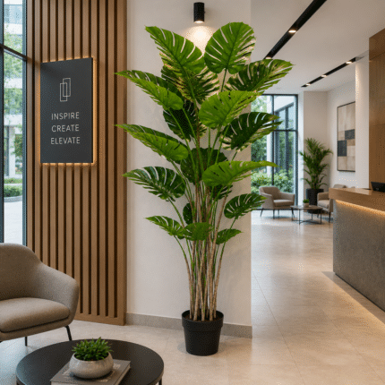 Planta Artificiala Tip Monstera Deliciosa, 17 frunze, 220 cm, Verde