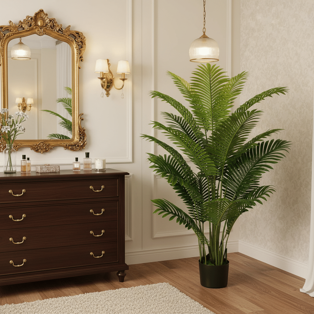 Planta Artificiala Tip Palmier Areca, 15 frunze, 150 cm, Verde Planta Artificiala Tip Palmier Areca, 15 frunze, 150 cm, Verde