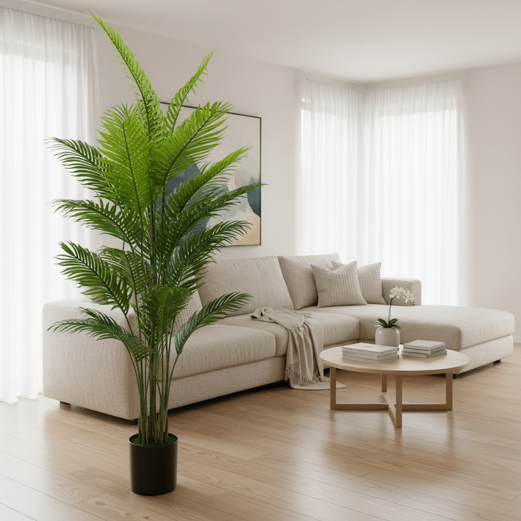 Planta Artificiala Tip Palmier Areca, 25 frunze, 190 cm, Verde Planta Artificiala Tip Palmier Areca, 25 frunze, 190 cm, Verde