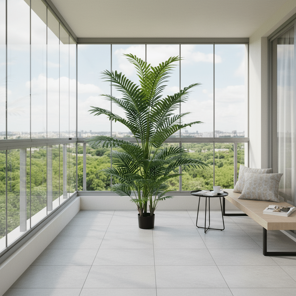 Planta Artificiala Copac Tip Palmier Kentia, 3 tulpini, 30 frunze, 190 cm, Verde, cu Ghiveci Planta Artificiala Copac Tip Palmier Kentia, 3 tulpini, 30 frunze, 190 cm, Verde, cu Ghiveci