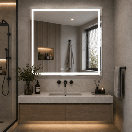 Oglindă LED WAMOSK 75×90 alb