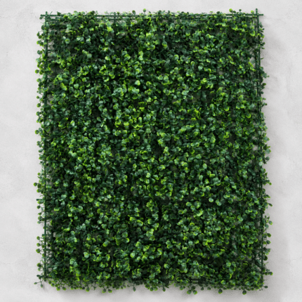 Planta Artificiala Panou de Gard Viu cu Frunze Rotunde, 40 x 60 cm, Verde