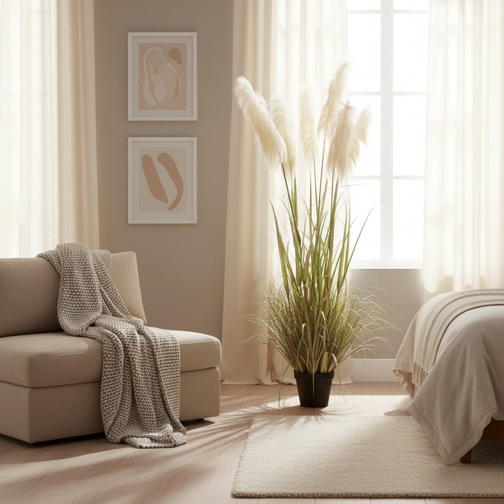 Planta Artificiala Iarba Ornamentala, 180cm, cu 5 fire, Stuf si Iarba, Verde si Roz, Fara Ghiveci Planta Artificiala Iarba Ornamentala, 180cm, cu 5 fire, Stuf si Iarba, Verde si Roz, Fara Ghiveci