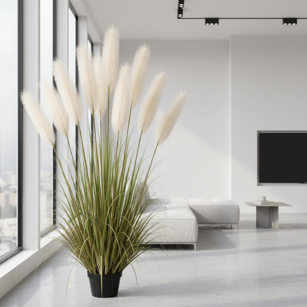 Planta Artificiala Iarba Ornamentala, 240cm, cu 9 fire, Stuf si Iarba, Verde si Roz, Fara Ghiveci Planta Artificiala Iarba Ornamentala, 240cm, cu 9 fire, Stuf si Iarba, Verde si Roz, Fara Ghiveci
