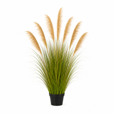 Planta Artificiala Iarba Ornamentala, 170cm, cu 7 fire, Stuf si Iarba, Verde Tomnal, Fara Ghiveci
