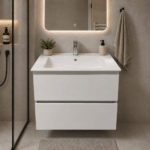 Set Mobilier DUSHANBE pentru Baie, Dulap Lavoar, 2 Sertare, Alb
