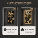 Tablou Decorativ cu Iluminare LED Frunze de Bananier, 80 x 160 cm, 24W, Lumina Neutra, Aliaj de Aluminiu si MDF - imagine 2