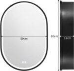 Oglinda LED cu Dulap, Ovala, 50x80cm, Dezaburire, Lumina Rece/Calda/Neutra, Rama Alba, Spatiu de Depozitare - imagine 2