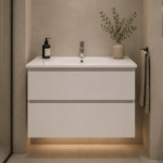 Set Mobilier BELO pentru Baie, Dulap Lavoar, 2 Sertare, Alb